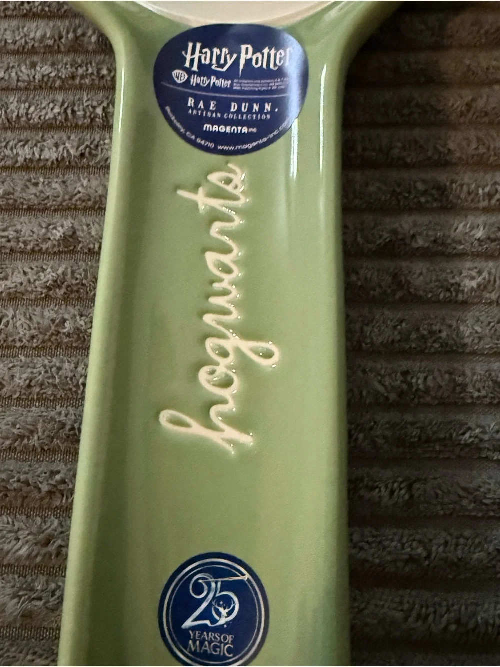 Rae Dunn x Harry Potter Pale Sage Green 'Hogwarts' Ceramic Spoon Rest NWT